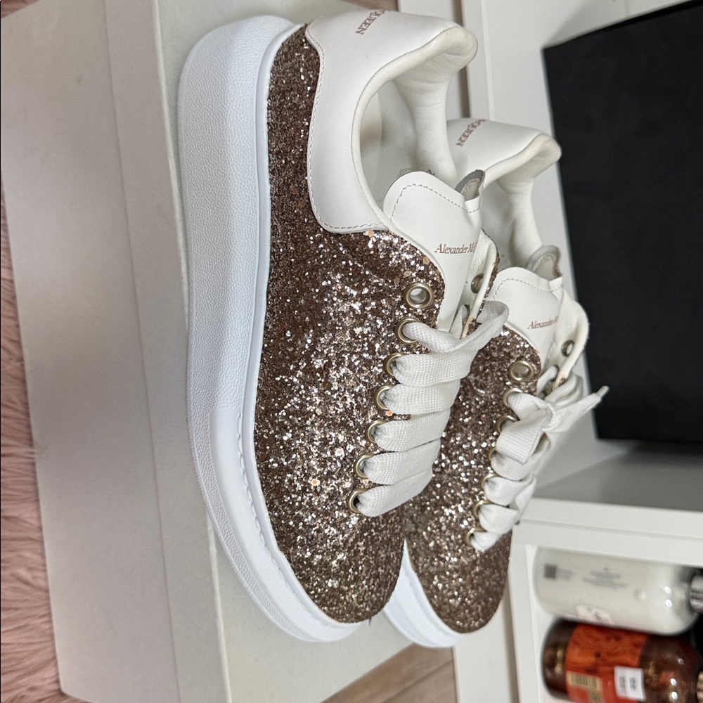 Alexander McQueen Bronze Glitter Sneakers